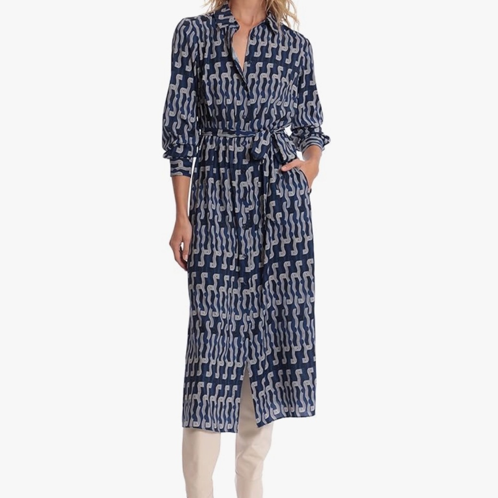 NWOT Donna Morgan Blue Maxi Shirt Dress